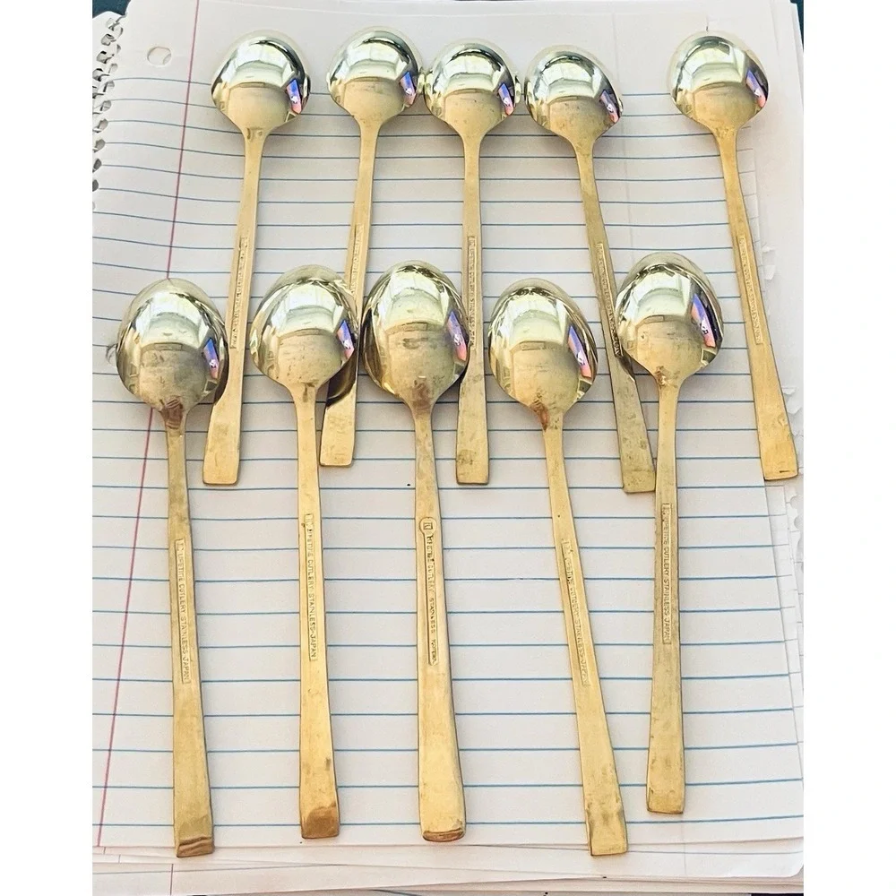 Lifetime Cutlery IC Stainless‎ Japan Bamboo Gold Electroplated Flatware 21 Piece